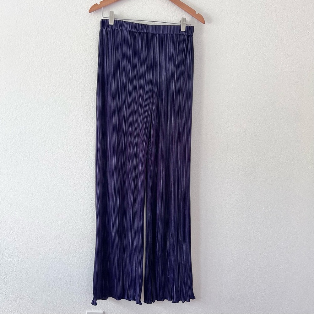 Spring Haze Navy Pull On Plissé Pants Sz M